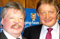 James, right, with ex-soldier Simon Weston