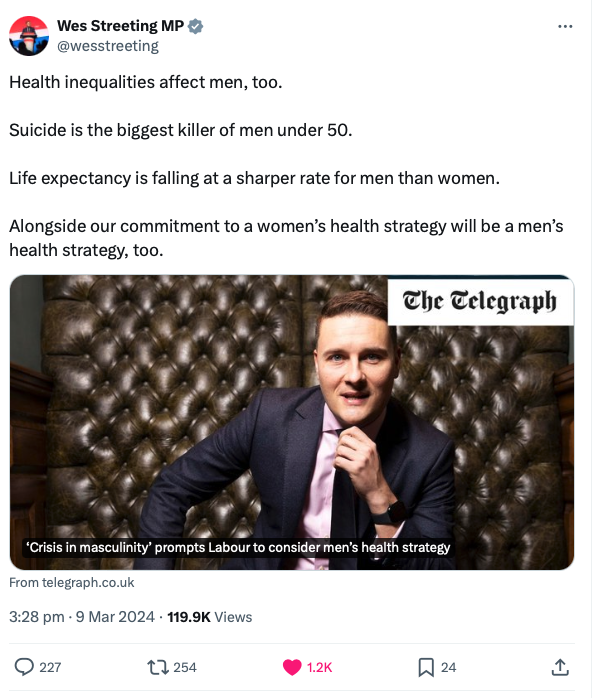 Streeting's social media post